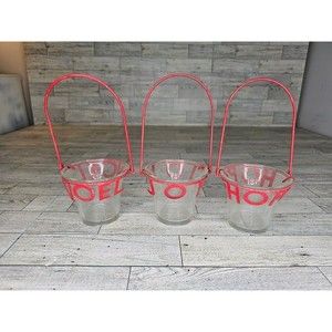 Set of 3 Glass Votive Holders featuring Holiday Words "Joy, Noel, Hope"